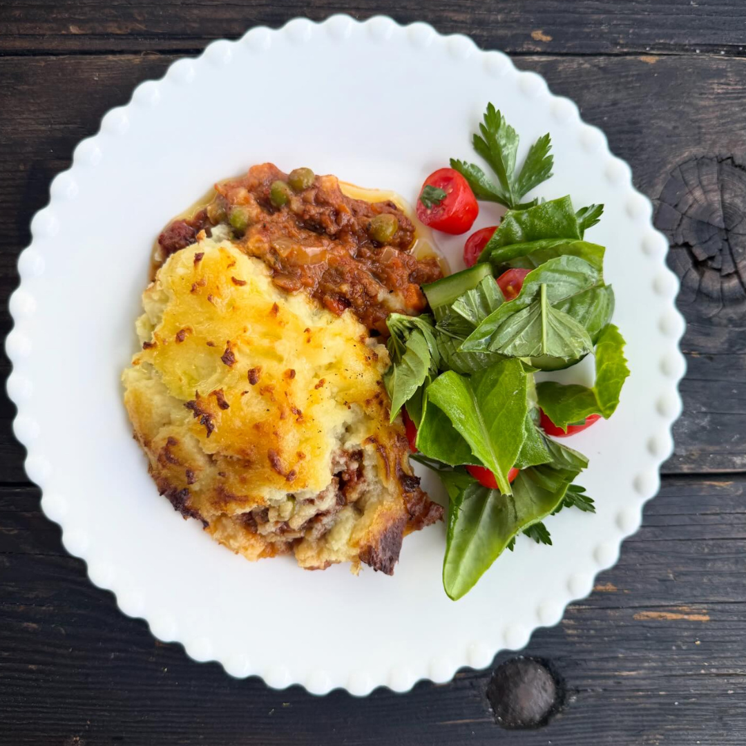 Cottage Pie spiced with turmeric & black pepper